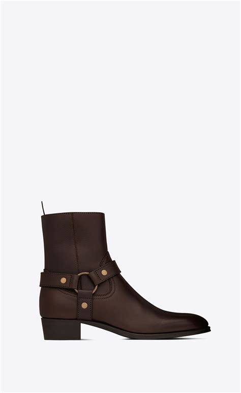 ysl cow print boots|Wyatt harness boots in smooth leather .